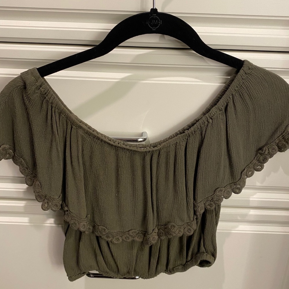 Green off the shoulder Chloe and Katie top